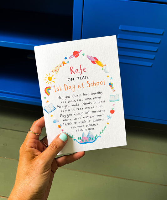 Personalised First Day at School Card