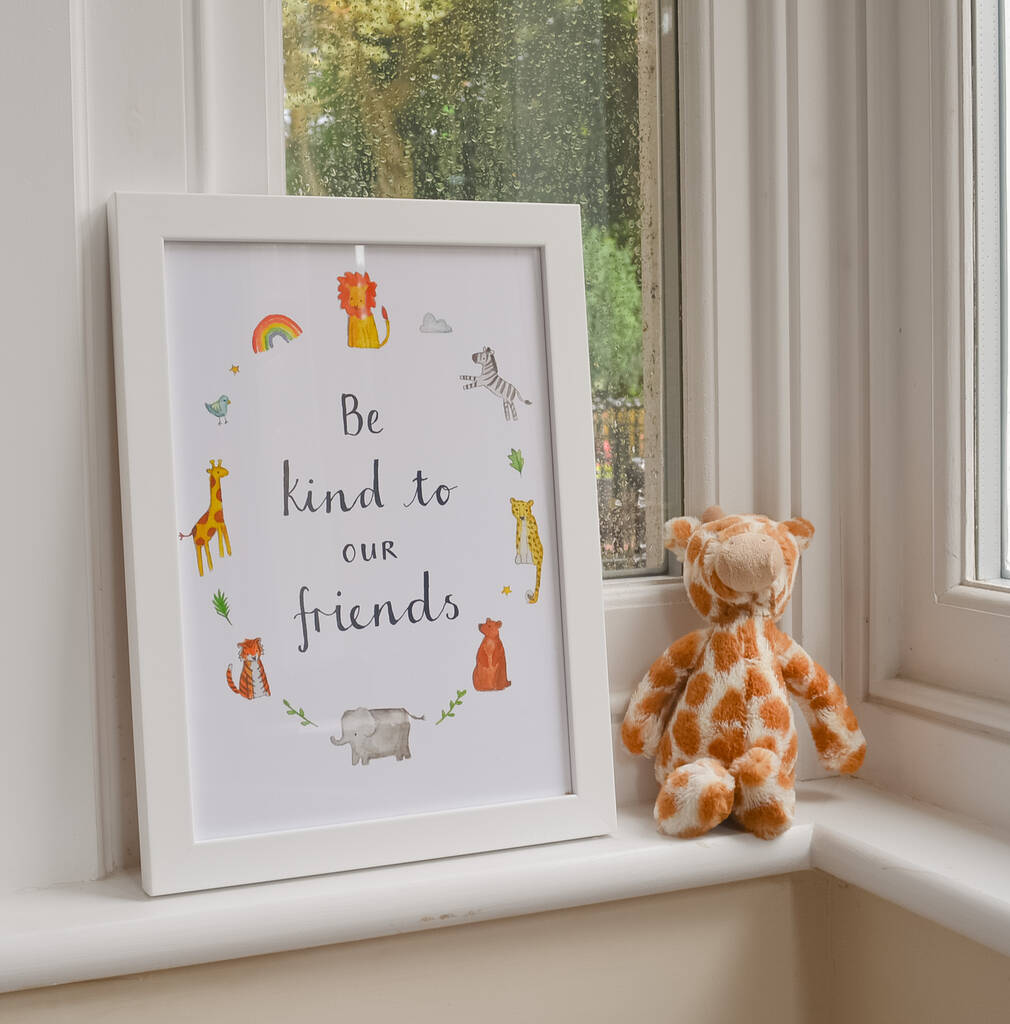 'Be Kind To Our Friends' A4 Wall Art Print - Ruby and Rafe