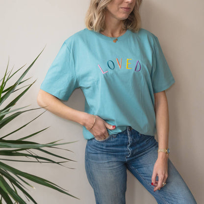 Embroidered Loved Organic T Shirt - Ruby and Rafe