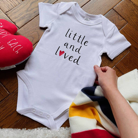 'Little And Loved' Valentines Baby Grow - Ruby and Rafe