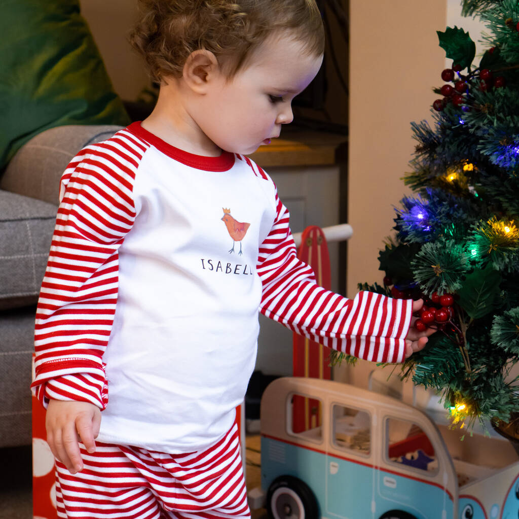 Personalised Christmas Robin Pyjama Set