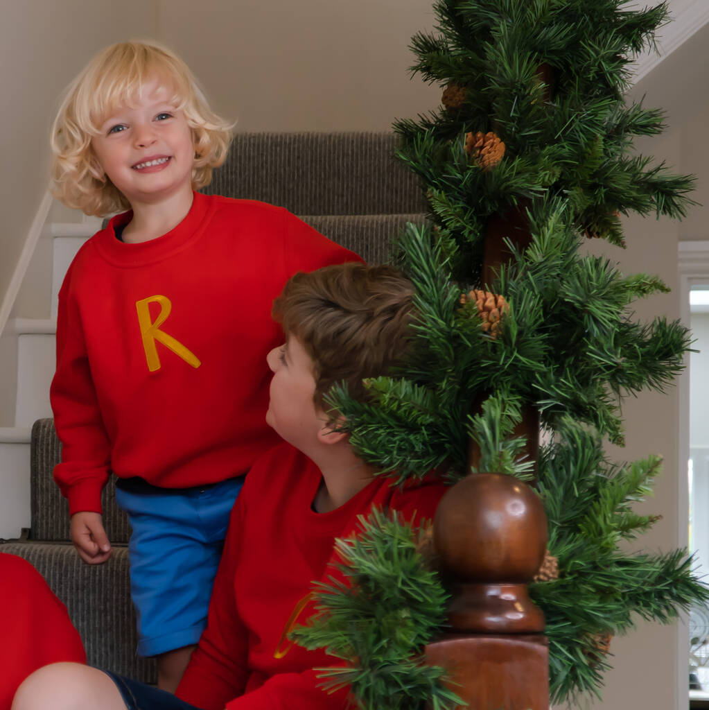 Personalised Initial Children's Christmas Sweatshirt - Ruby and Rafe