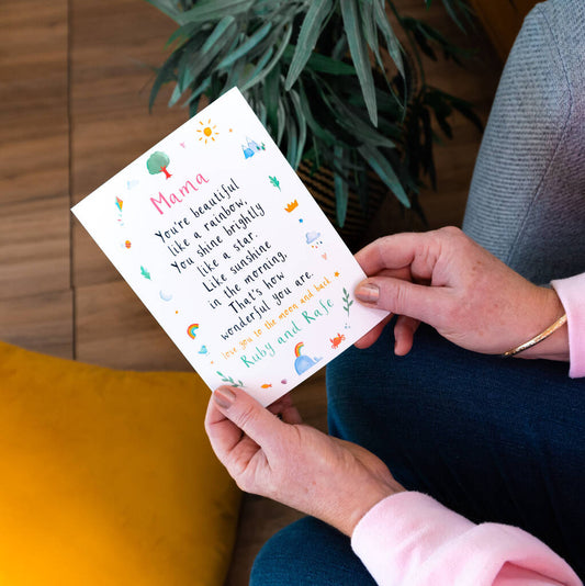 Personalised Mum Mama Verse Greetings Card - Ruby and Rafe