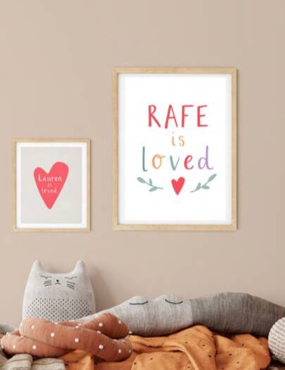 Personalised Name Is 'Loved' Wreath Wall Art Print - Ruby and Rafe