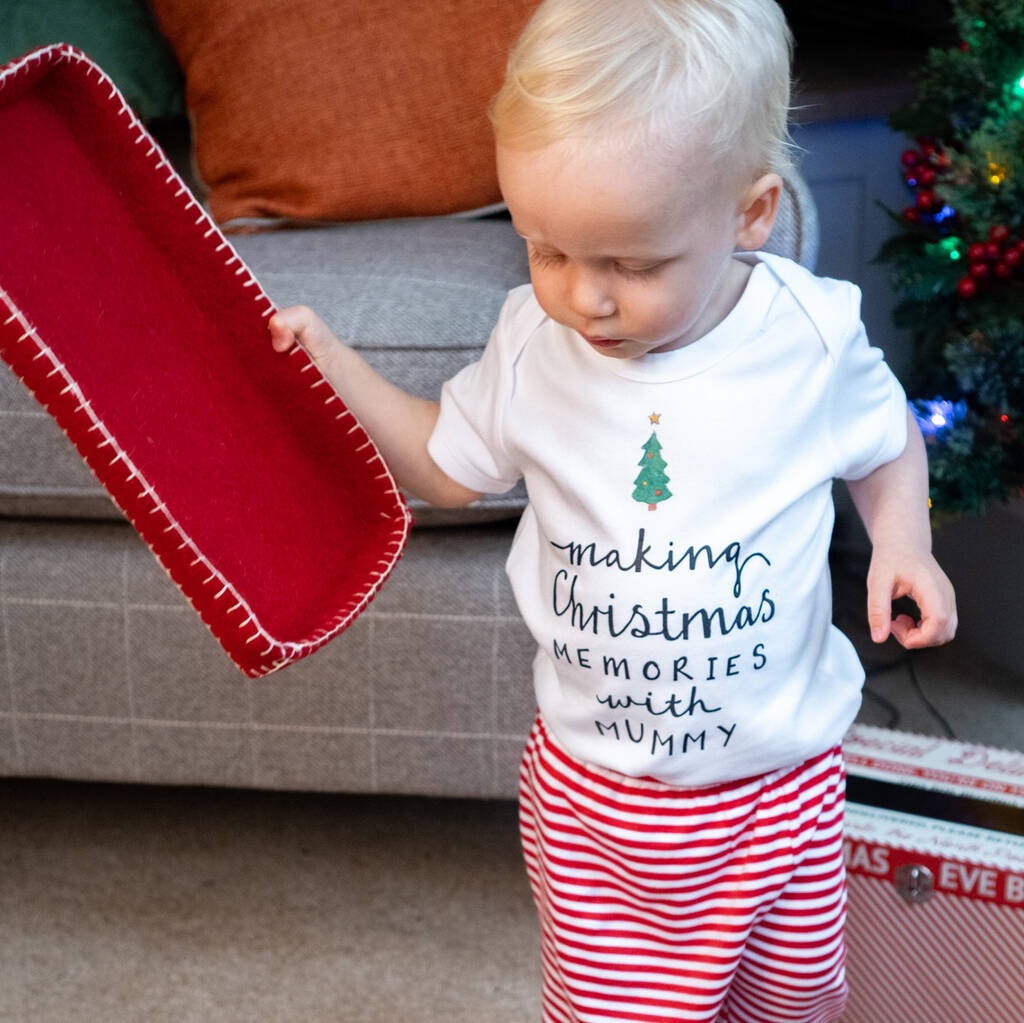 Personalised 'Making Memories' Christmas Babygrow - Ruby and Rafe