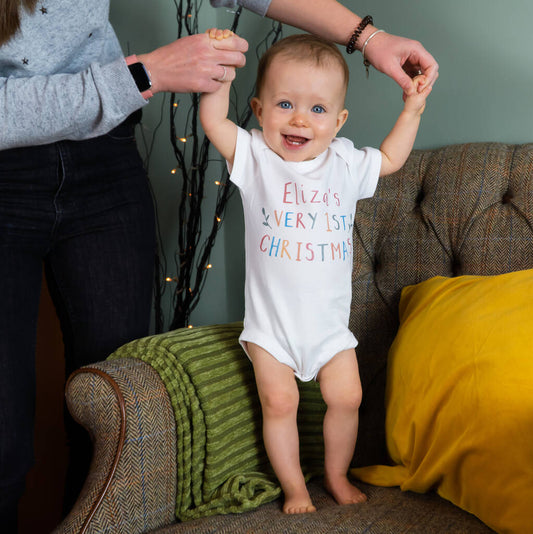 Personalised Very First Christmas Babygrow - Ruby and Rafe