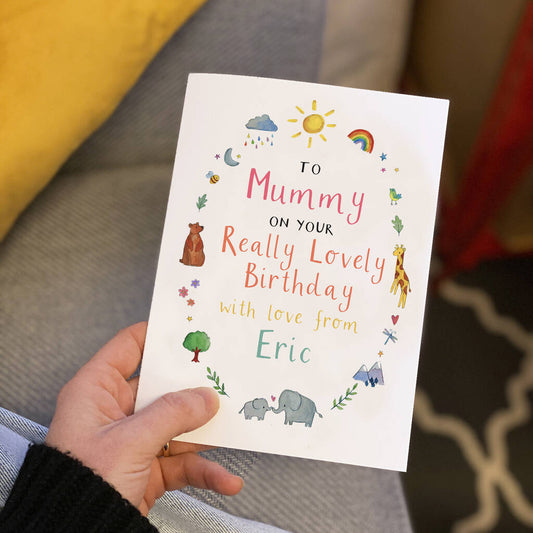 Personalised Mummy Mama 'Really Lovely' Birthday Card - Ruby and Rafe