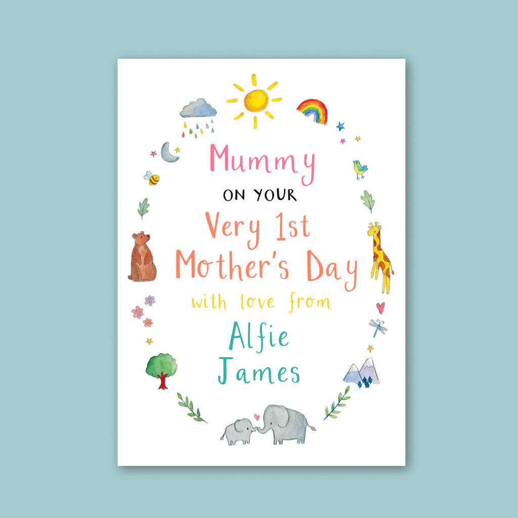 Personalised Very 1st Mothers Day Mummy Card - Ruby and Rafe